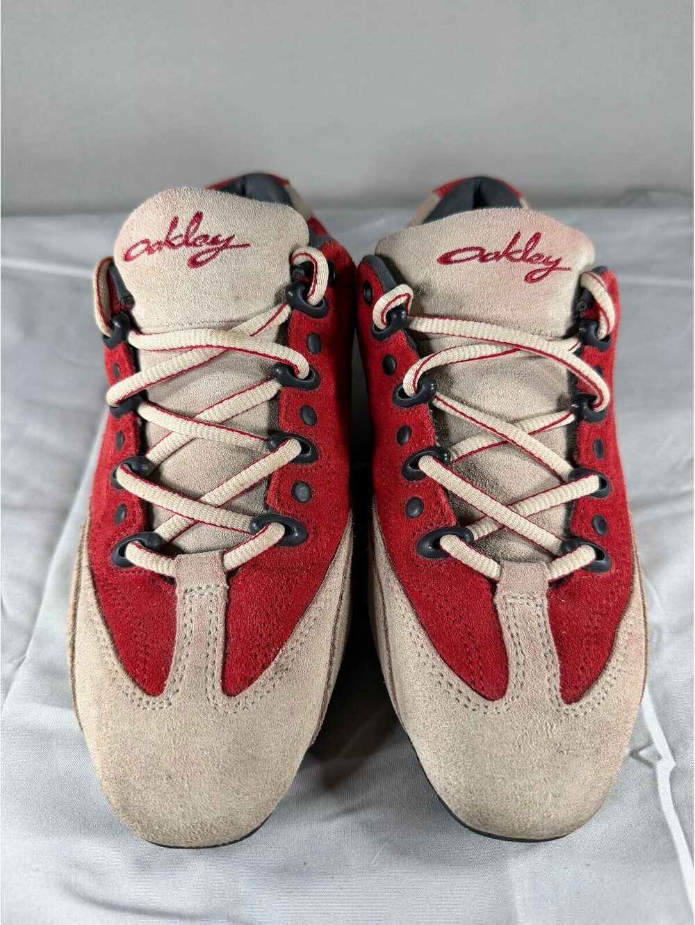 Oakley 1320 Athletic Cart Racing Shoes Red & Beige Suede Sneakers Size 6.5 Rare